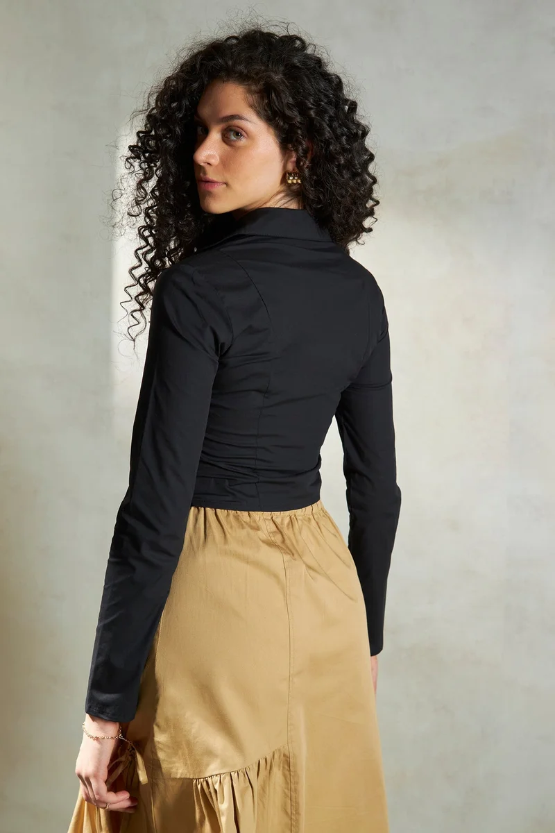 Virgio  Cotton Ruched Vacation Crop Shirts for Women for Women | Best Price UAE