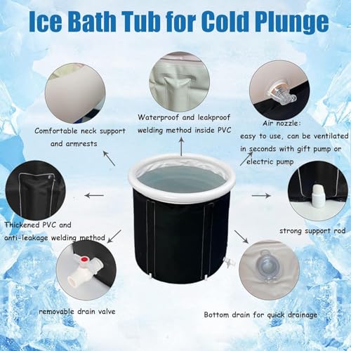 Clefairy Ice Bath Tub | Cold Plunge Tub | Cold Water Therapy Tub for Recovery | Portable Ice Bath Plunge Pool For Adults | Black Modern Rectangular Freestanding Ice Bath Tub - Image 5