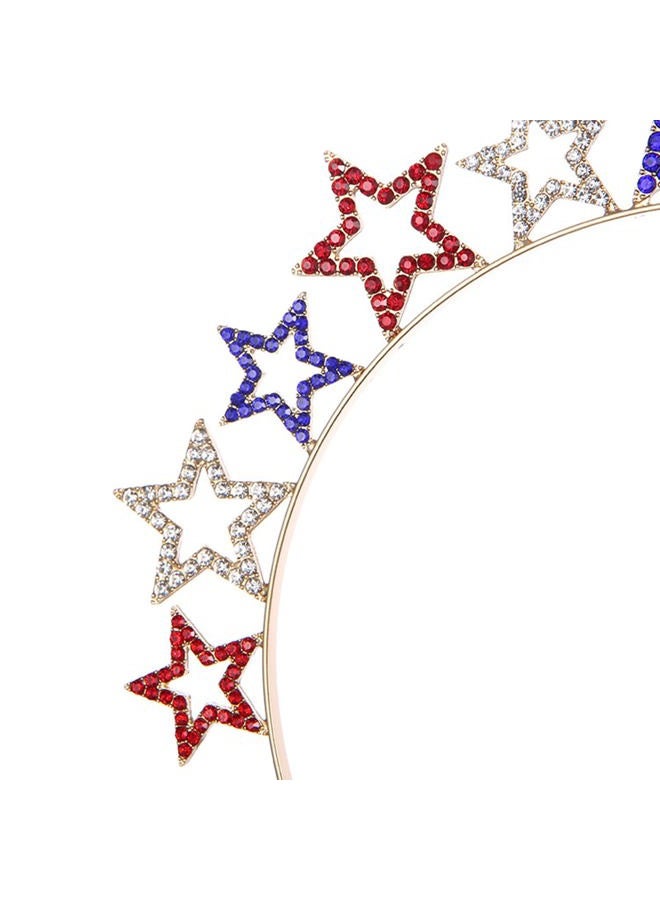 Dzrige Rhinestone Star Headband,Shinny Crystal Red White Blue Star Hairband,Glitter Patriotic Hair Hoop Party Star Headpiece for Independence Day Fourth/4th of July Party Props Decoration - Image 2