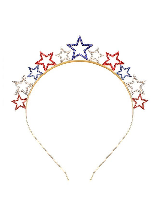 Dzrige Rhinestone Star Headband,Shinny Crystal Red White Blue Star Hairband,Glitter Patriotic Hair Hoop Party Star Headpiece for Independence Day Fourth/4th of July Party Props Decoration - Image 1