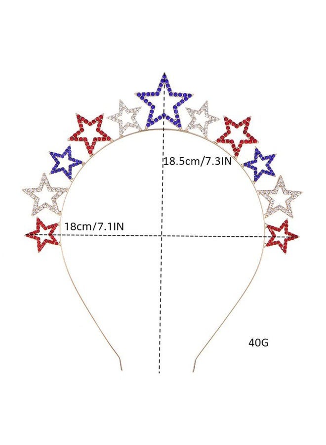 Dzrige Rhinestone Star Headband,Shinny Crystal Red White Blue Star Hairband,Glitter Patriotic Hair Hoop Party Star Headpiece for Independence Day Fourth/4th of July Party Props Decoration - Image 4