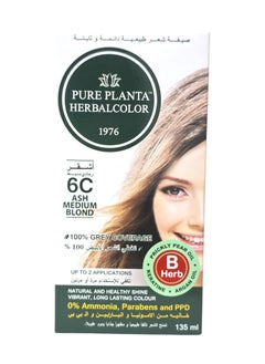 PURE PLANTA Permanent Herbal Hair Colour 6C Ash Medium Blond 135ml  - Image 1