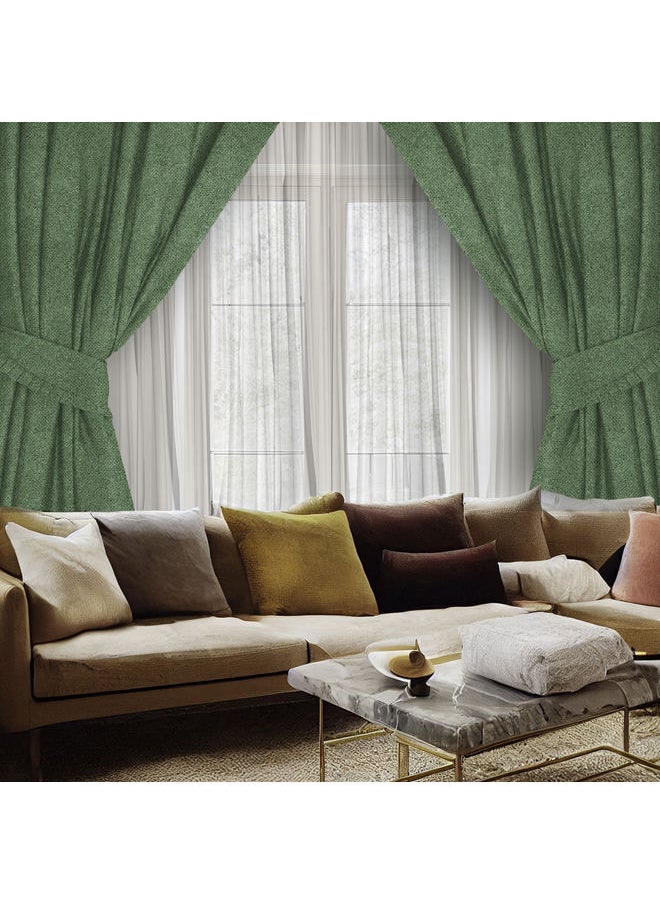 Naguib Selim Curtains House Ashly Semi Leather Soft Velour Fabric Steel Grommets For Living Rooms 1 Piece-140 x 280 cm  - Image 4