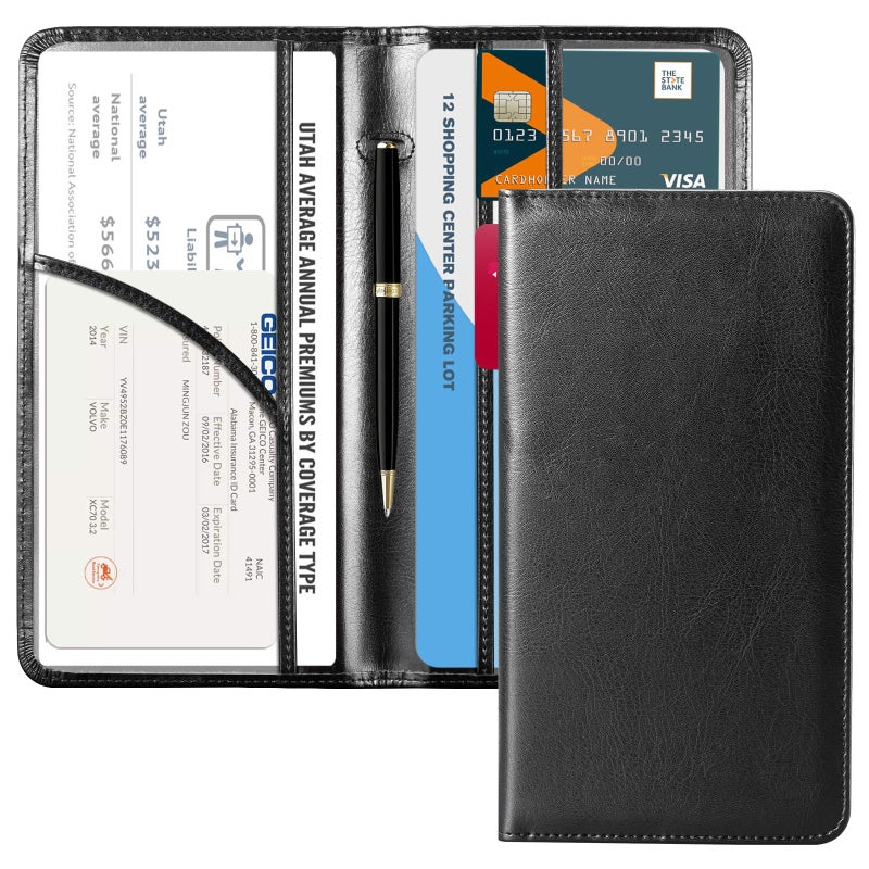 CoBak Car Registration and Insurance Holder Vehicle Glove Box Car OrganizerAuto Truck Comparment Accessories Case with Magnetic Closure for Driver LicenseCards
