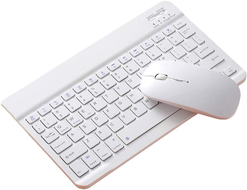 كلاراكو لوحة مفاتيح لاسلكية صغيرة تعمل بالبلوتوث مقاس 10 بوصات لأجهزة iPad وApple وiPhone وTablet Smart مقاس 10 بوصات باللون الأبيض - Image 1