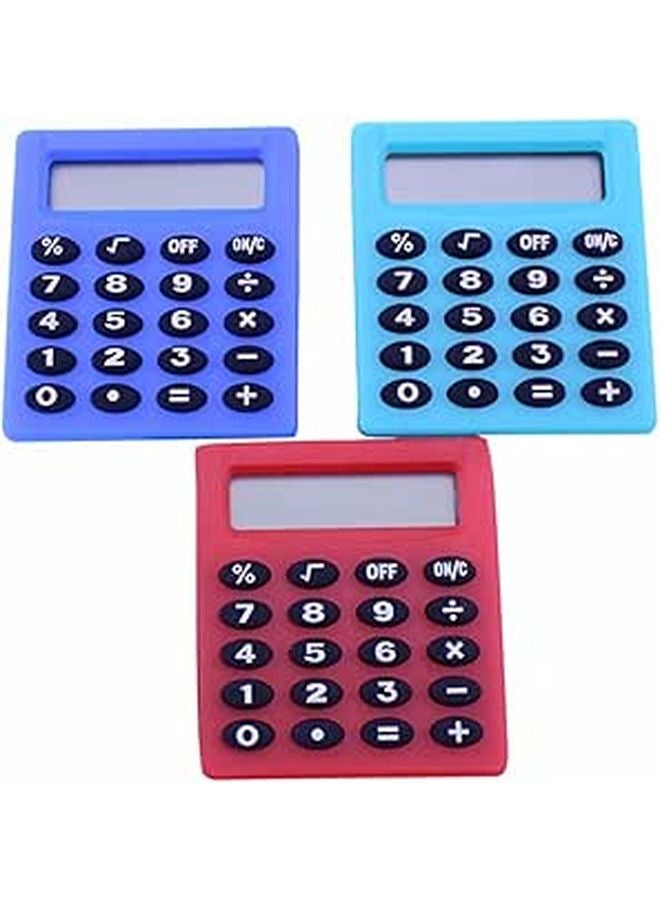 3 Pack Mini Calculator for Students Portable Plastic Arithmetic Calculator for Classroom Exam Random Color - Image 1