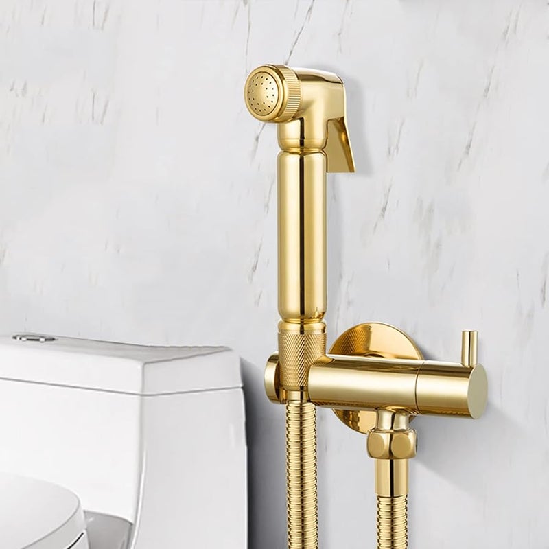 رأس بخاخ مرحاض محمول من النحاس مع خرطوم لغسل الحفاضات والحيوانات الأليفة والنظافة النسائية - Image 5