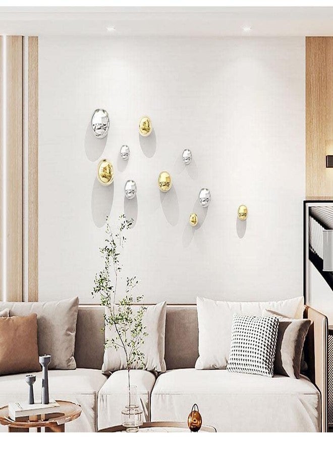 ZOVE Metal Wall Decor Set of 10 Luxury Ball Design Perfect for Living Room/Hotel/Restaurant/Bedroom/Drawing Room (Electroplating Gold And Silver) - Image 5