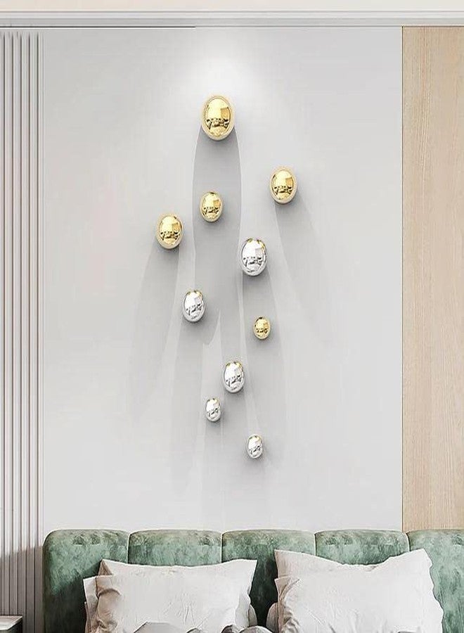 ZOVE Metal Wall Decor Set of 10 Luxury Ball Design Perfect for Living Room/Hotel/Restaurant/Bedroom/Drawing Room (Electroplating Gold And Silver) - Image 3