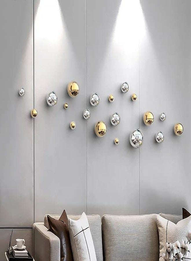 ZOVE Metal Wall Decor Set of 10 Luxury Ball Design Perfect for Living Room/Hotel/Restaurant/Bedroom/Drawing Room (Electroplating Gold And Silver) - Image 1