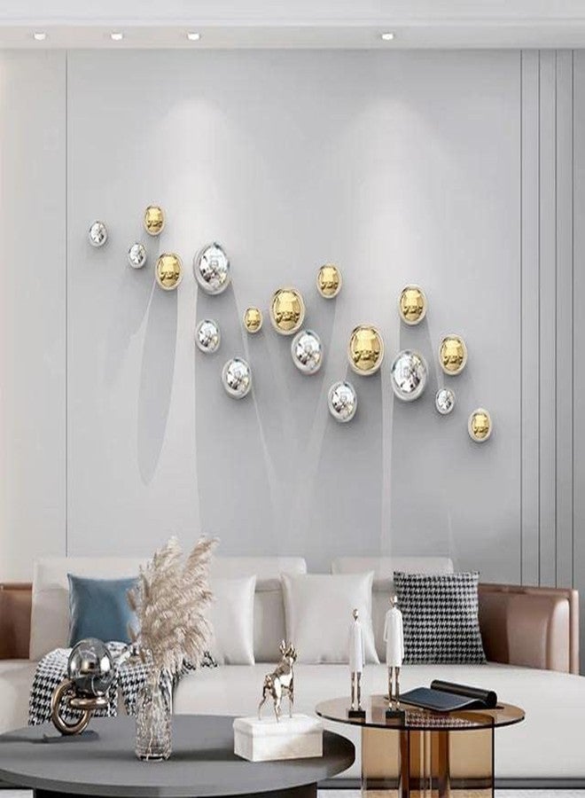 ZOVE Metal Wall Decor Set of 10 Luxury Ball Design Perfect for Living Room/Hotel/Restaurant/Bedroom/Drawing Room (Electroplating Gold And Silver) - Image 2