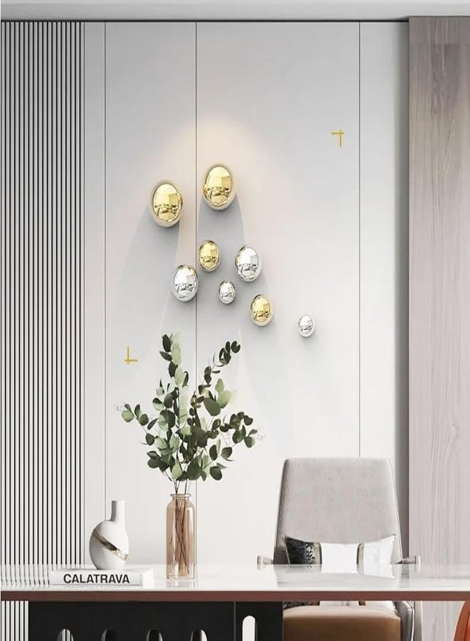 ZOVE Metal Wall Decor Set of 10 Luxury Ball Design Perfect for Living Room/Hotel/Restaurant/Bedroom/Drawing Room (Electroplating Gold And Silver) - Image 4