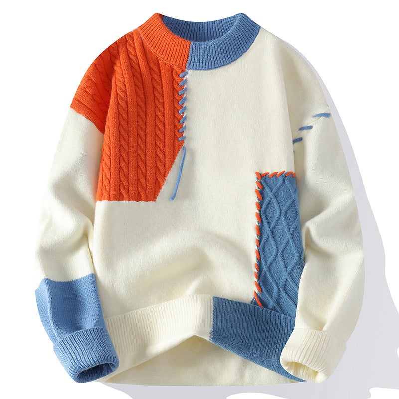 Popular Size Large Size Hand-Sewn Color Block Splicing Tassel Knitted Sweater for Men and Women Autumn and Winter Soft and Waxy Factory