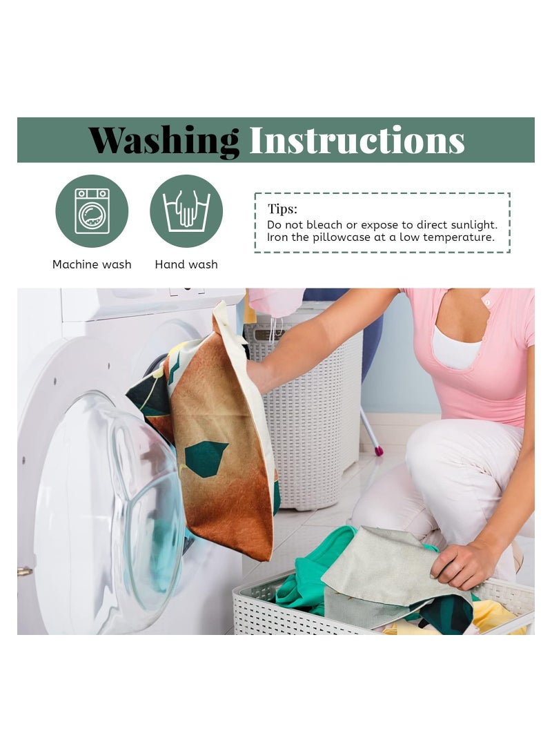 KASTWAVE Cushion Covers - 4 Pcs 18x18 In Decorative Throw Pillow Covers. Soft Polyester Square Cushion Cases Art Floral Cotton Linen Pillowcase for Office/Home Sofa Pillows (Tropical/Green Leaves) - Image 4