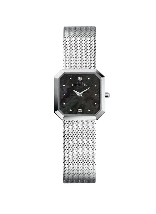 ميشيل هيربيلين Octogone Collection Women's Analog Quartz Watch With Stainless Steel Case &  Black Mop Dial - M MH OCT17426/B49