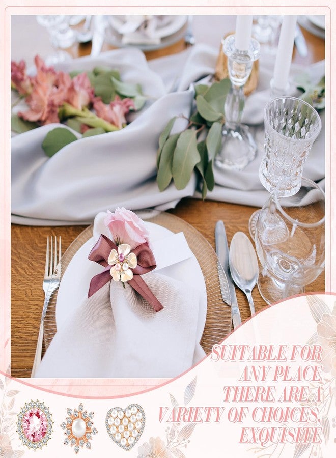 Giegxin 24 Pcs Rhinestone Buttons for Crafts Clothes Faux Pearl Embellishments Pink Butterfly Rhinestone Flower Buttons Vintage Women Pearl Brooch for Jewelry Making, DIY, Bags Shoes Supplies - Image 5