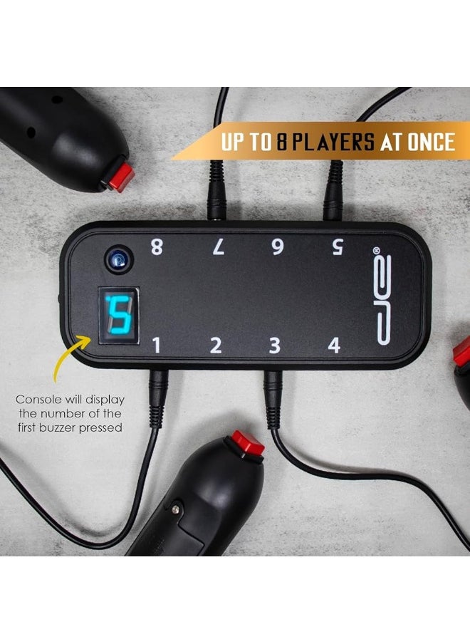 Digital Energy - Digital Energy Handheld Buzzer Game System - Console Displays First Buzz-in - Great for Jeopardy, Family Feud, Trivia and Buzzer Games - Console with 8 Joystick Buzzers - Image 1