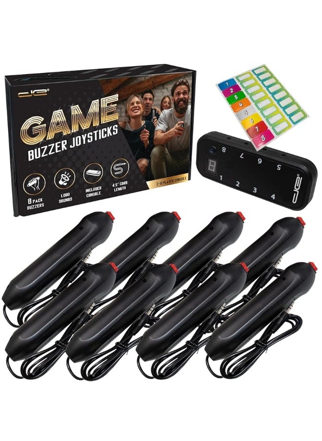 Digital Energy - Digital Energy Handheld Buzzer Game System - Console Displays First Buzz-in - Great for Jeopardy, Family Feud, Trivia and Buzzer Games - Console with 8 Joystick Buzzers - Image 1