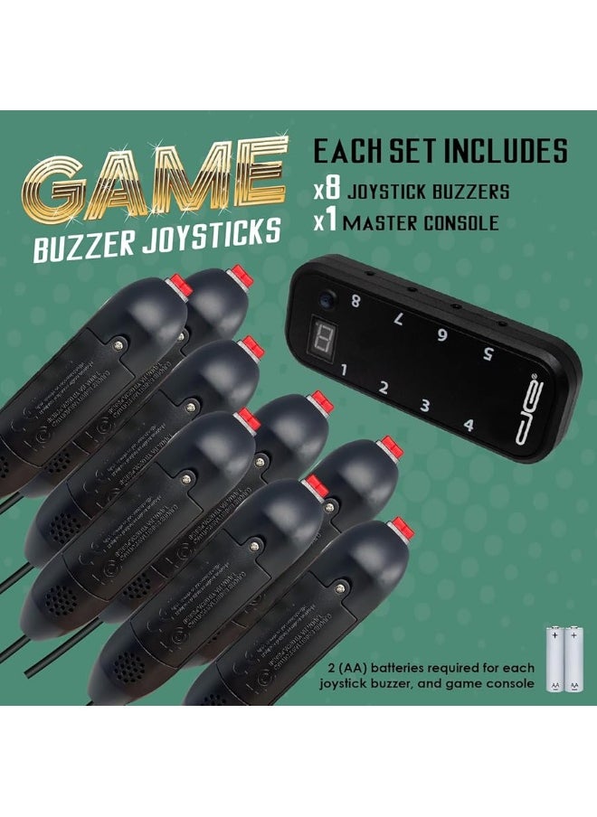 Digital Energy - Digital Energy Handheld Buzzer Game System - Console Displays First Buzz-in - Great for Jeopardy, Family Feud, Trivia and Buzzer Games - Console with 8 Joystick Buzzers - Image 1