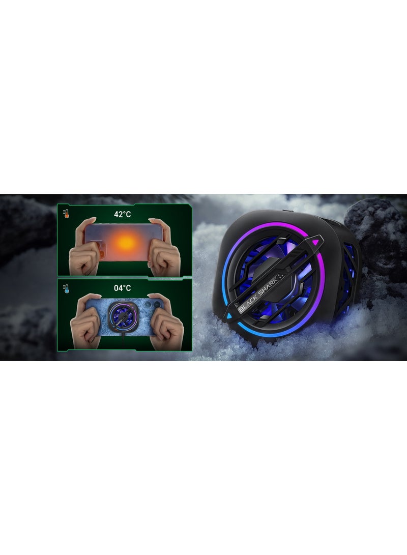 بلاك شارك Phone Cooler,Magnetic Cell Phone Cooler,RGB Phone Cooling Fan Portable Lightweight Mobile Phone Cooling Fan,With temperature display，Game artifacts suitable for iOS/Android, PUBG、Live Vlog - Image 4