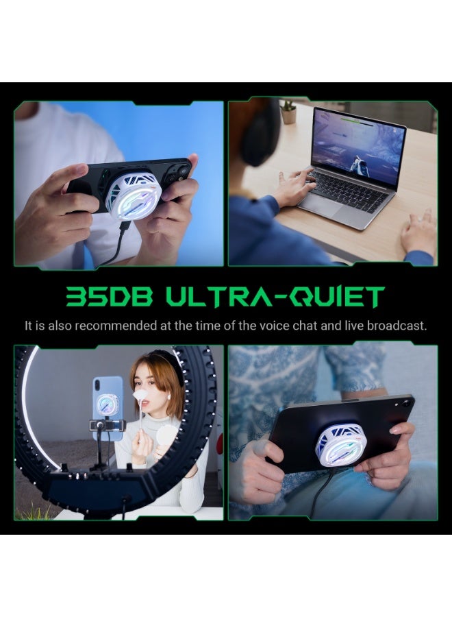بلاك شارك Phone Cooler,Magnetic Cell Phone Cooler,RGB Phone Cooling Fan Portable Lightweight Mobile Phone Cooling Fan,With temperature display，Game artifacts suitable for iOS/Android, PUBG、Live Vlog - Image 5
