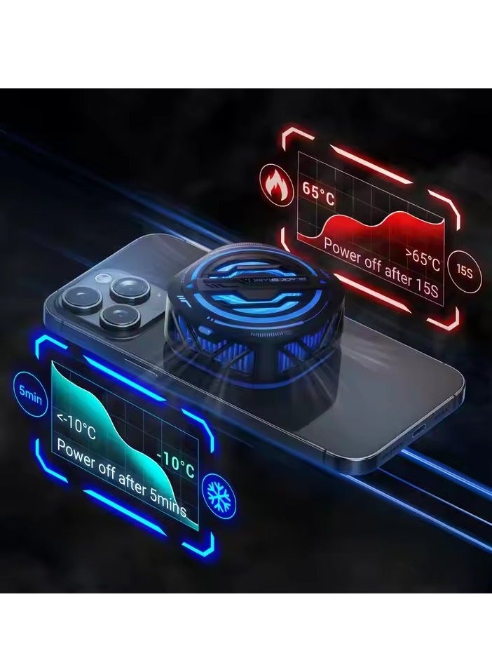 بلاك شارك Phone Cooler,Magnetic Cell Phone Cooler,RGB Phone Cooling Fan Portable Lightweight Mobile Phone Cooling Fan,With temperature display，Game artifacts suitable for iOS/Android, PUBG、Live Vlog - Image 2