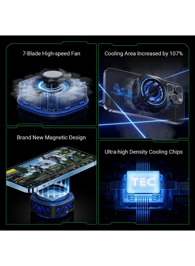 بلاك شارك Phone Cooler,Magnetic Cell Phone Cooler,RGB Phone Cooling Fan Portable Lightweight Mobile Phone Cooling Fan,With temperature display，Game artifacts suitable for iOS/Android, PUBG、Live Vlog - Image 3