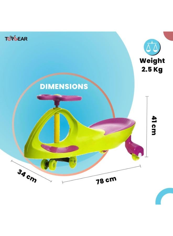 Top Gear TG‑9004 Baby Ride‑On Swing Car with LED Wheels – Green - Image 4
