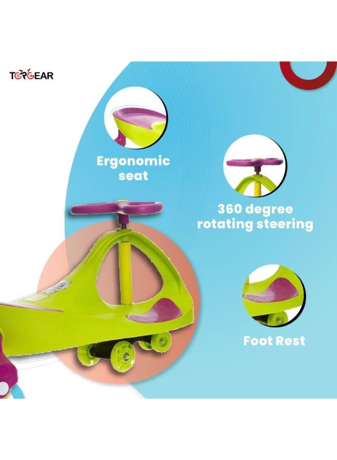 Top Gear TG‑9004 Baby Ride‑On Swing Car with LED Wheels – Green - Image 1
