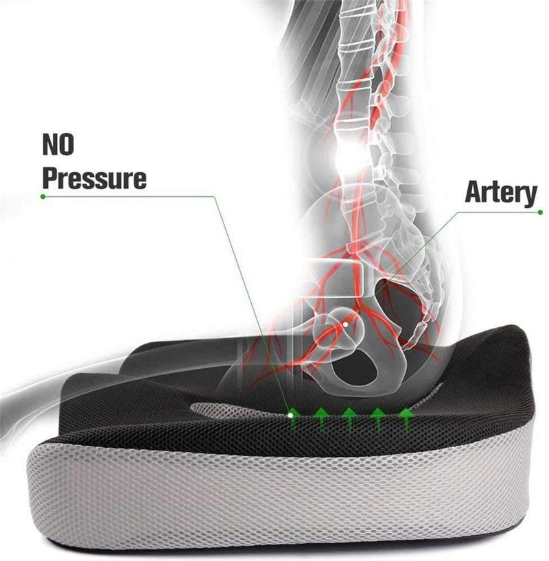 obliq Orthopaedic Coccyx Pillow Tailbone Seat Cushion with Non-Slip High Density Memory Foam to Relieve Sciatica, Back Pain Relief for Chair, Wheel Chair, Car, multi color - Image 2