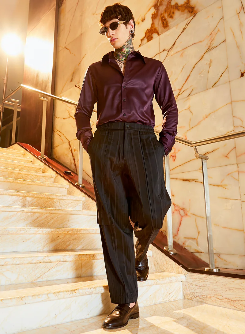 Campus Sutra  Lightweight - Unbalanced-Ridge Straight Trousers for Men | Best Price UAE