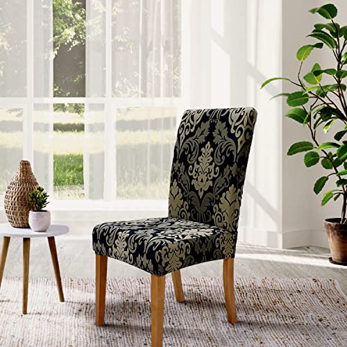 SPRINGRICO Chair Covers for Dining Room Set of 4, Stretch Dining Chair Cover, Washable Spandex Kitchen Parsons Chair Slipcovers, Removable Seat Protector for Home or Party (4 Pack, Royal Black1) - Image 3