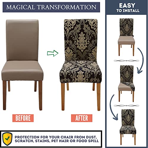 SPRINGRICO Chair Covers for Dining Room Set of 4, Stretch Dining Chair Cover, Washable Spandex Kitchen Parsons Chair Slipcovers, Removable Seat Protector for Home or Party (4 Pack, Royal Black1) - Image 4