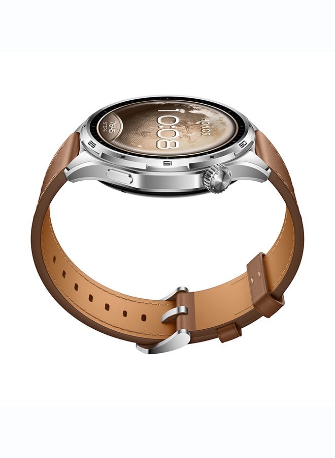 Honor Watch 6 Smartwatch, 35-Day Battery, Dual-Band GPS, 123 Sports Modes, NFC Payment, 3000 Nits AMOLED Display, AI Health Scan, Leather Strap - Twilight Brown - Image 3