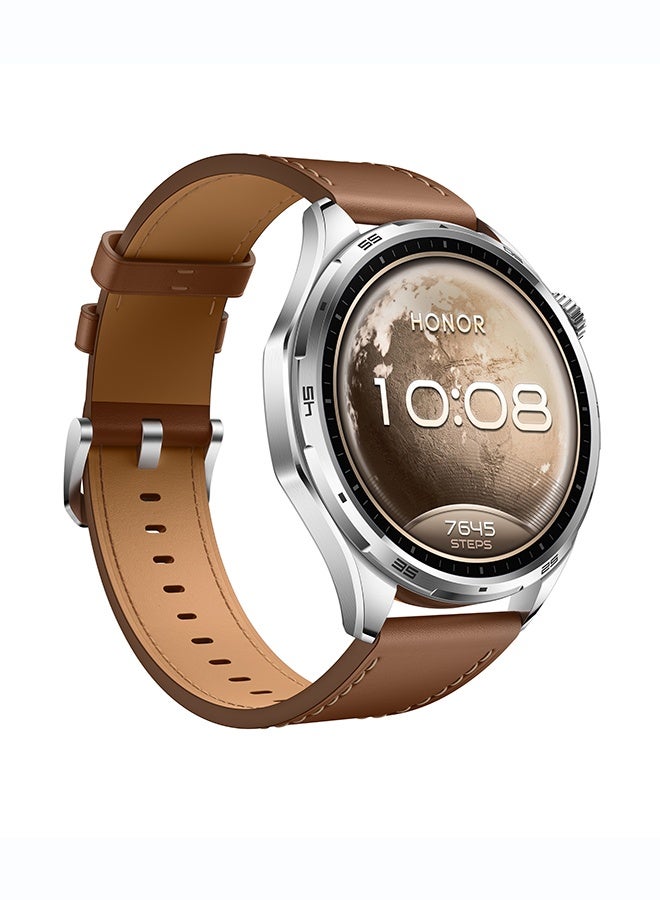 Honor Watch 6 Smartwatch, 35-Day Battery, Dual-Band GPS, 123 Sports Modes, NFC Payment, 3000 Nits AMOLED Display, AI Health Scan, Leather Strap - Twilight Brown - Image 4