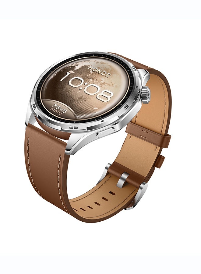 Honor Watch 6 Smartwatch, 35-Day Battery, Dual-Band GPS, 123 Sports Modes, NFC Payment, 3000 Nits AMOLED Display, AI Health Scan, Leather Strap - Twilight Brown - Image 5