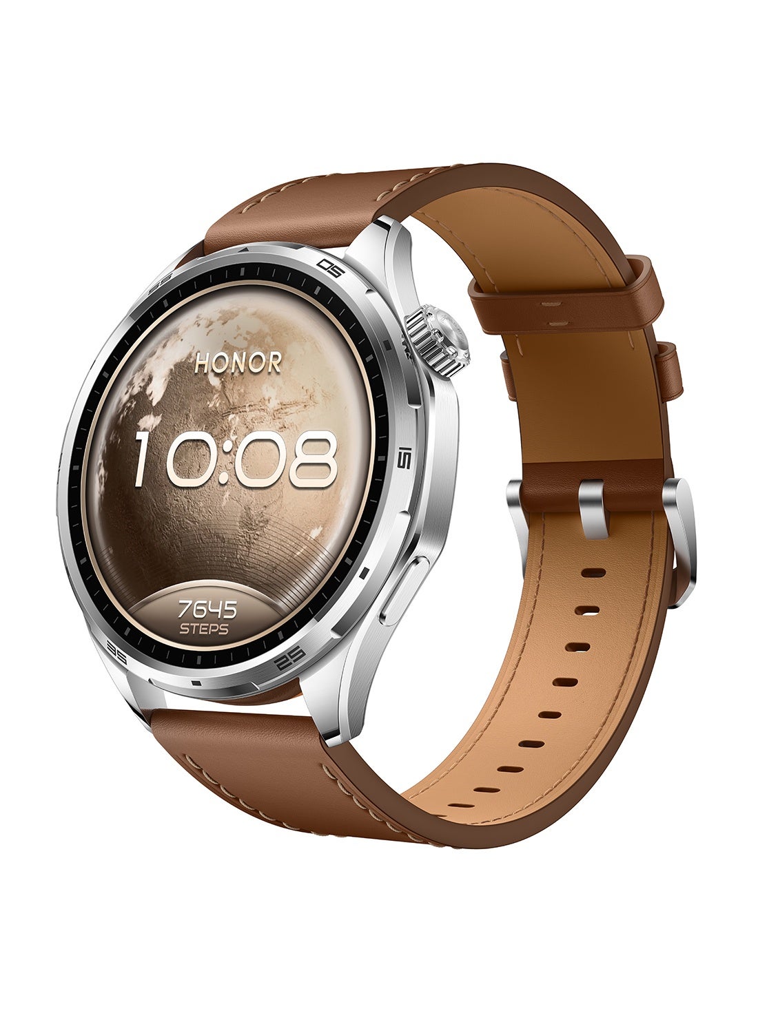 Watch 6 Smartwatch, 35-Day Battery, Dual-Band GPS, 123 Sports Modes, NFC Payment, 3000 Nits AMOLED Display, AI Health Scan, Leather Strap - Twilight Brown