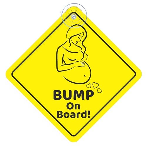 True Flair Bump On Board Car Sign, Baby Vehicle Window Decal with Suction Cup, Pregnant Women Safety Notice - Image 1