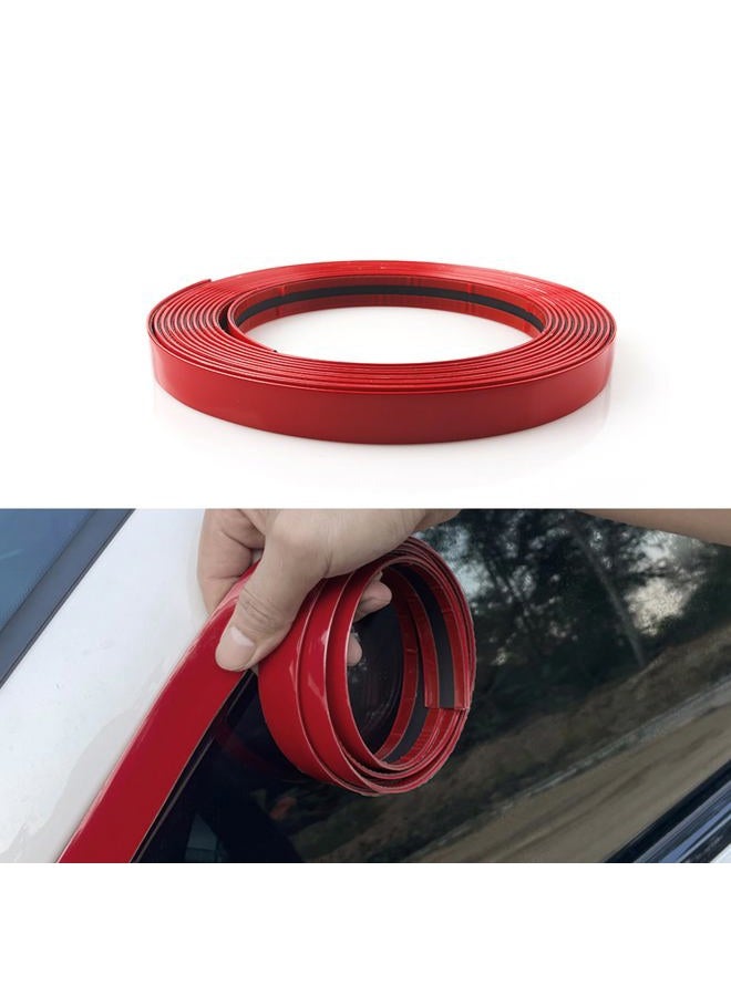 NGHEY Pack-1 Car Chrome Trim Molding, 0.78" x 16.4Ft Body Window Seal Rubbing Strip, Bumper Anti-Collision Strip, Universal for Auto DIY Shiny Self-Adhesive Strip (Bright Red) - Image 1