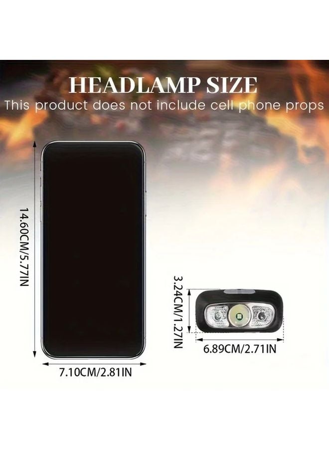 2pcs Mini LED Headlamp Motion Sensor Hands Free USB Rechargeable Headlight - Image 4