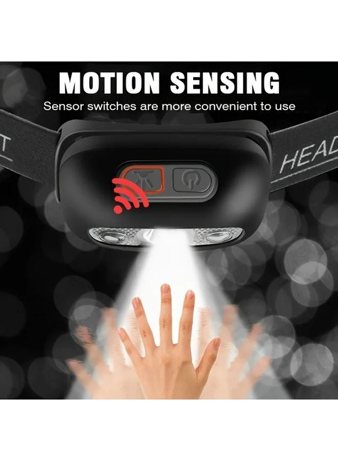 2pcs Mini LED Headlamp Motion Sensor Hands Free USB Rechargeable Headlight - Image 5