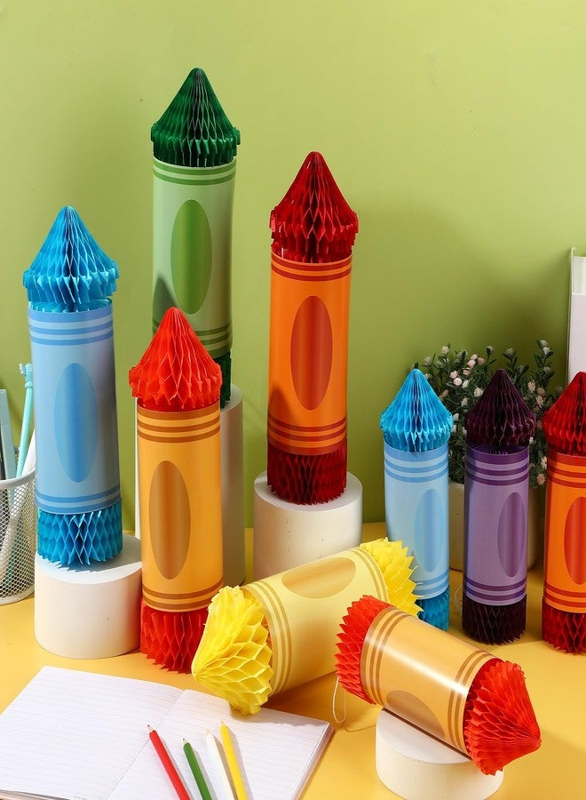 BOARDFEB 12 Pcs Crayon Pencil Hanging Honeycomb, Welcome Back to School Classroom Decorations for Teacher Appreciation Week First Day of School Party Supplies Ceiling Decor - Image 5
