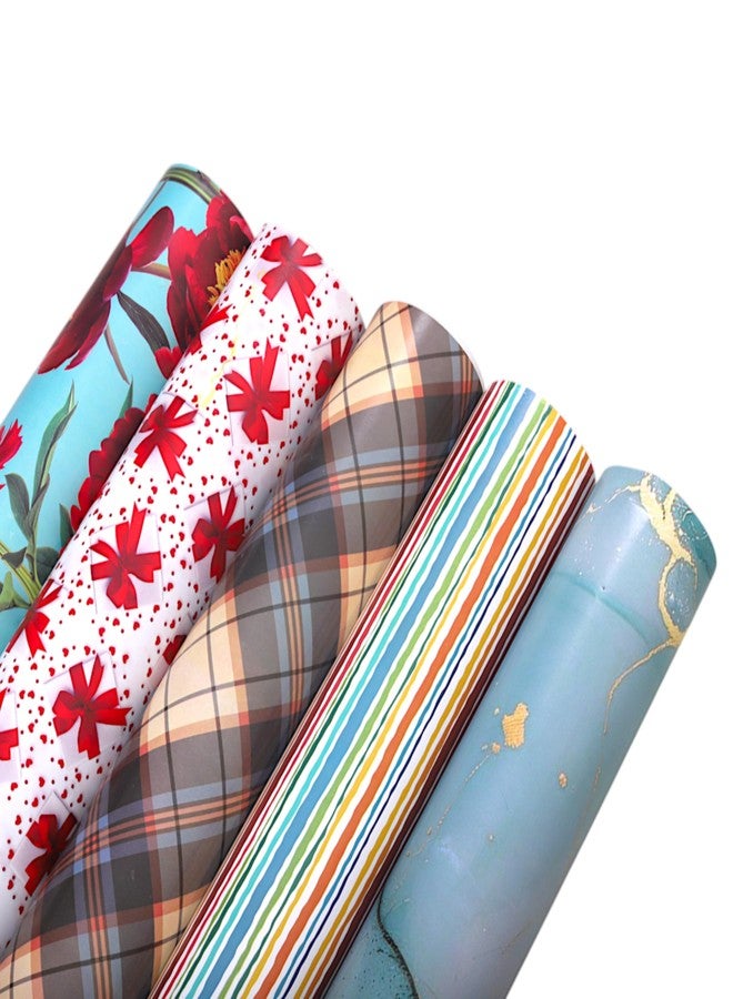 Unwrap Delights Pack of 25pcs Gift Wrapping Paper Sheets - Premium Wrapping Paper for Birthdays (Each Design 5pcs) Gift Wrapping Paper Sheets - Image 1