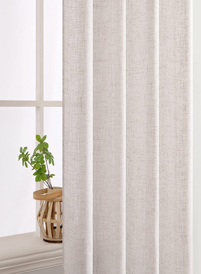 MIULEE White Linen Curtains 63 Inch Length 2 Panels for Bedroom Living Room, Soft Thick Linen Textured Natural Kitchen Window Drapes Semi Sheer Light Filtering Back Tab Rod Pocket Burlap Look Decor - Image 5