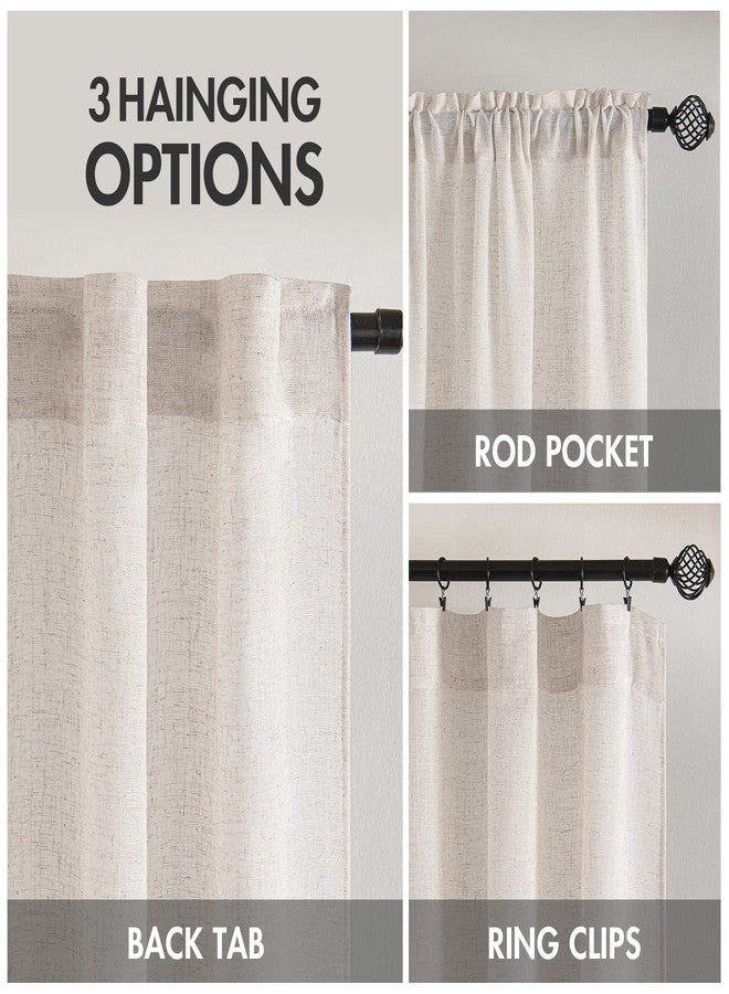MIULEE White Linen Curtains 63 Inch Length 2 Panels for Bedroom Living Room, Soft Thick Linen Textured Natural Kitchen Window Drapes Semi Sheer Light Filtering Back Tab Rod Pocket Burlap Look Decor - Image 3