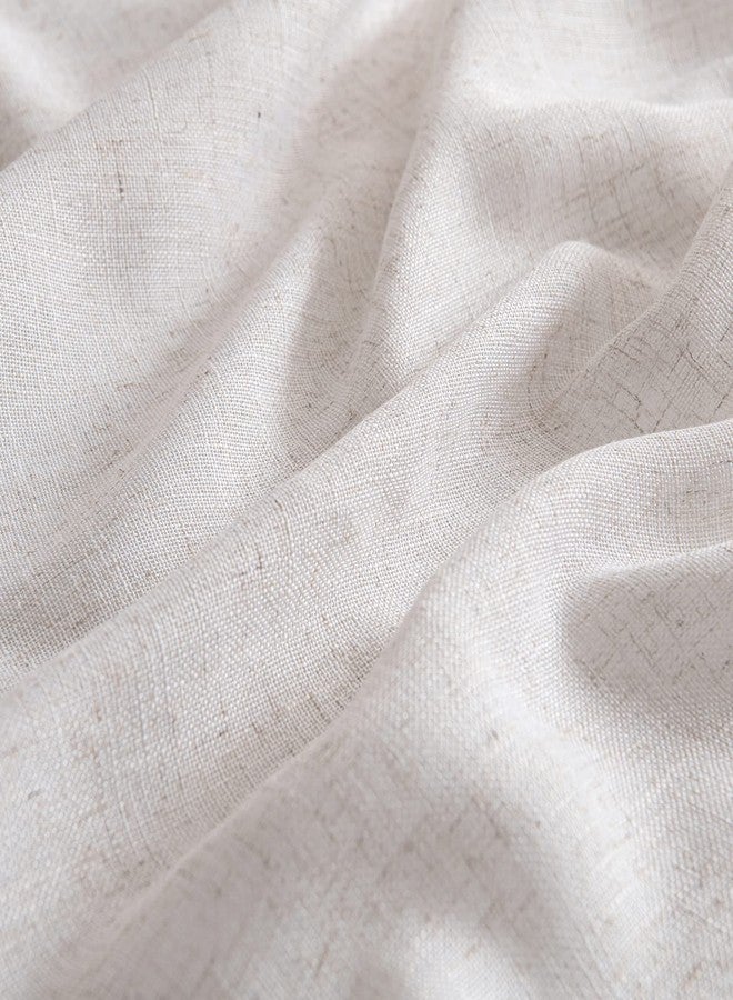 MIULEE White Linen Curtains 63 Inch Length 2 Panels for Bedroom Living Room, Soft Thick Linen Textured Natural Kitchen Window Drapes Semi Sheer Light Filtering Back Tab Rod Pocket Burlap Look Decor - Image 4