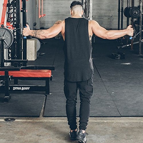 Magiftbox Men's Muscle Gym Workout Stringer Tank Tops Bodybuilding Fitness T-Shirts T01_Black_US-L - Image 5