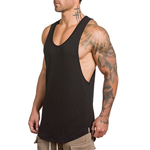 Magiftbox Men's Muscle Gym Workout Stringer Tank Tops Bodybuilding Fitness T-Shirts T01_Black_US-L - Image 2