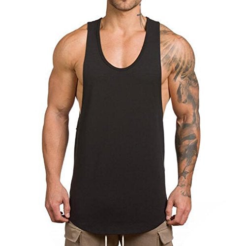 Magiftbox Men's Muscle Gym Workout Stringer Tank Tops Bodybuilding Fitness T-Shirts T01_Black_US-L - Image 1