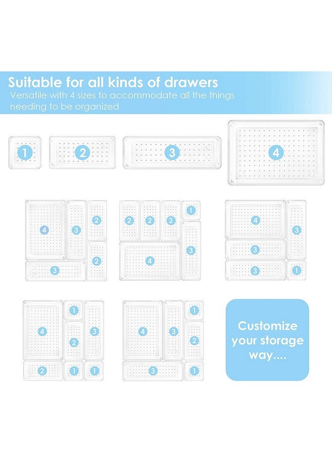 جولدن بيرد منظم أدراج مكتب من Golden Bird بأحجام مختلفة، مقسمات أدراج الحمام، منظمات بلاستيكية لمستحضرات التجميل، صناديق تخزين لمستحضرات التجميل، خزانة الملابس، المطبخ، المكتب (شفاف) (25 قطعة) - Image 5